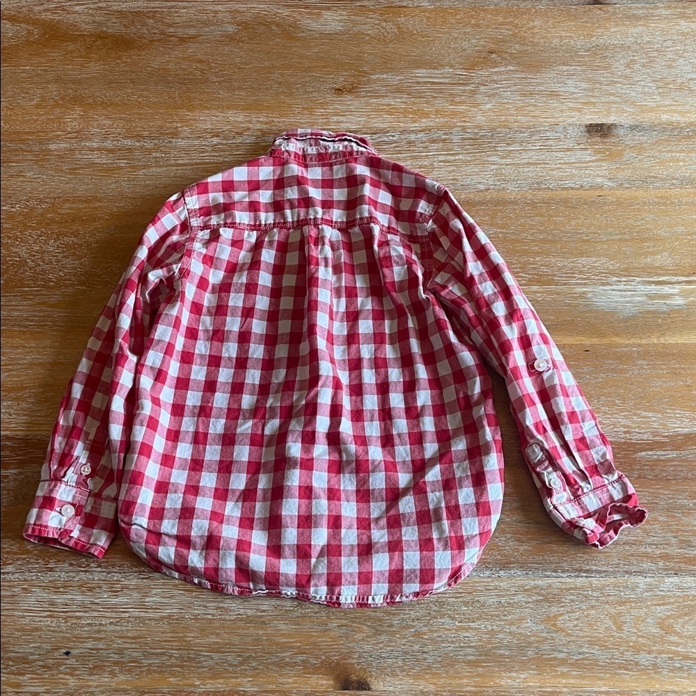 GAP Red and White Checkered Kids Button Down Shirt SZ 5 - Picture 4 of 5